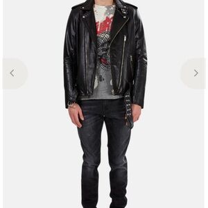 IRO Leo Men’s Black Lamb Leather Biker Jacket XS Moto